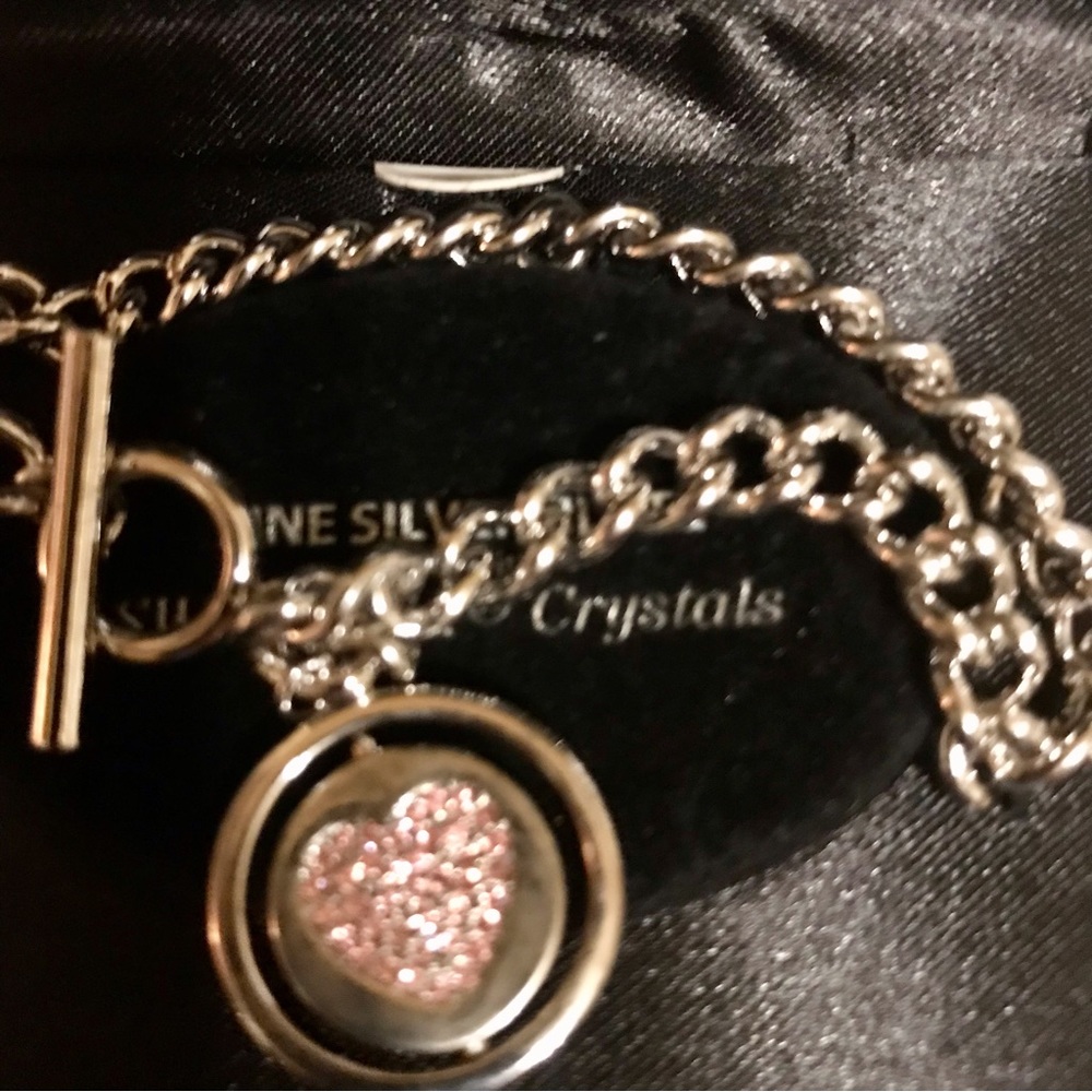 Truly Inspired-  heart valentine Swarovski silver plate pendant bracelet - Picture 2 of 8